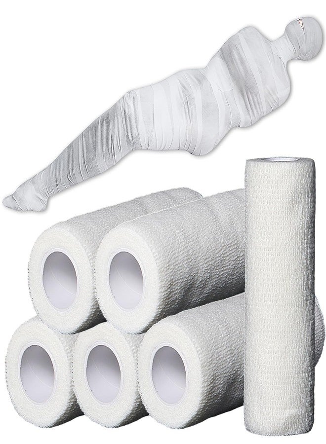 BASEMMAHER 6 Rolls Halloween Mummy Bandage Wrap for Party Photo, Zombie Stretch Self Adherent Cohesive Wrap Rolls Athletic Gauze Bandage Tape for Women Men Cosplay Costume Wrap Halloween Decoration Accessories - Image 1